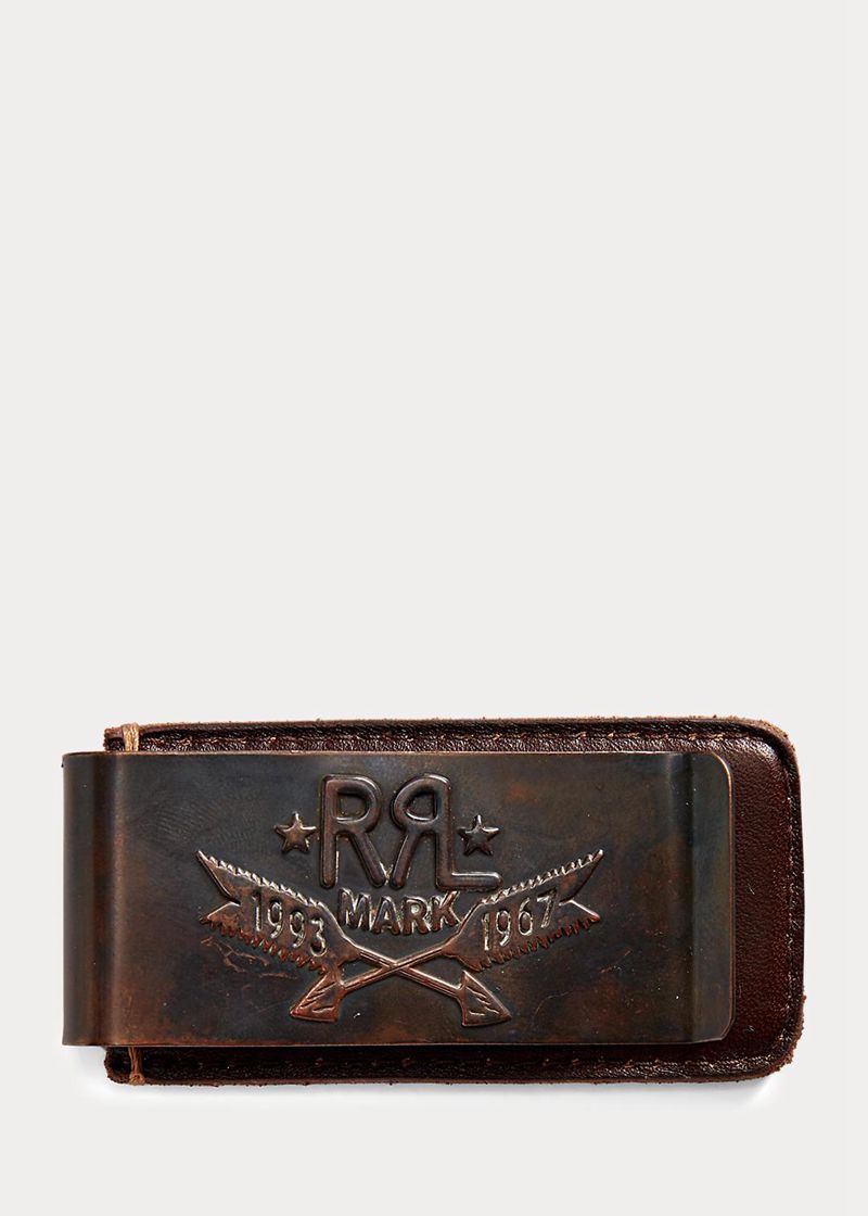 RRL 財布 メンズ ブラウン Tooled-レザー Money Clip LHDSJ0748